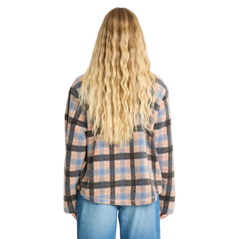 Billabong Women's Breezy Sherpa Shacket in Blue Bell back view