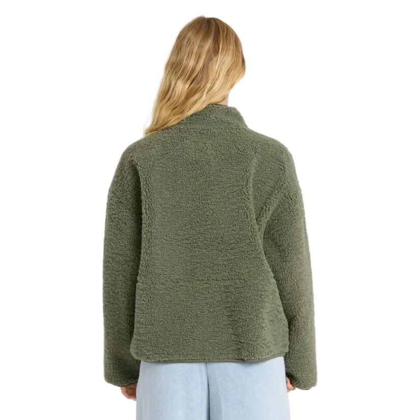 Billabong Women's Camper Reversible Fleece Jacket in Canteen back view