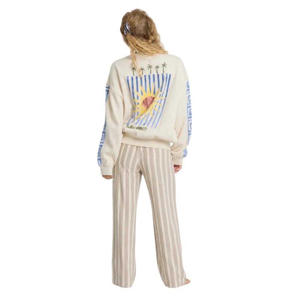 Billabong Women's Carnival Kendal Crew Fleece in White Cap back view