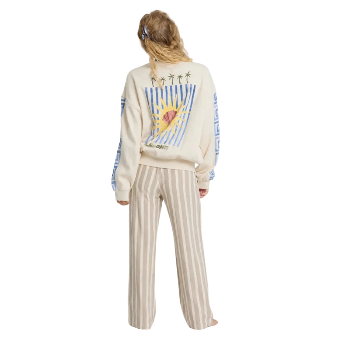 Billabong Women's Carnival Kendal Crew Fleece in White Cap back view