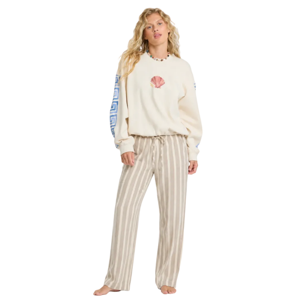 Billabong Women's Carnival Kendal Crew Fleece in White Cap front view