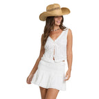 Front view of Billabong Women’s Eyelet Forever Mini Skirt in Salt Crystal