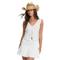 Front view of Billabong Women’s Eyelet Forever Tank Top in Salt Crystal