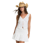 Front view of Billabong Women’s Eyelet Forever Tank Top in Salt Crystal