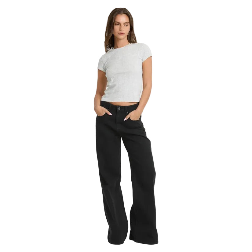 Billabong Women's Free Fall Flare Pant in Black front view