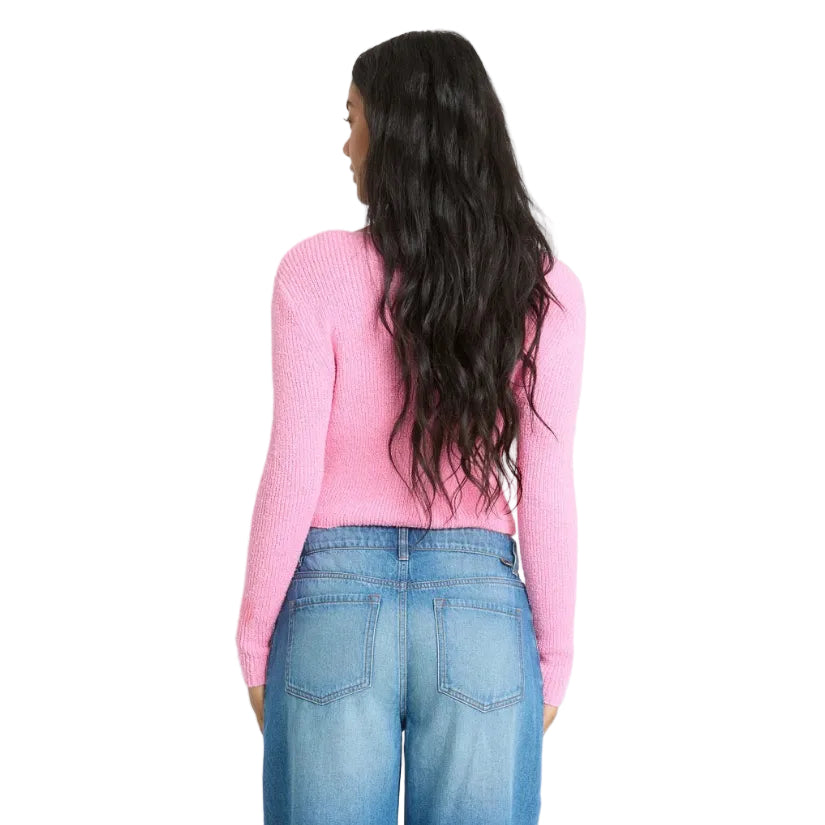 Back view of Billabong Women’s Good Luck Cardigan in Prism Pink
