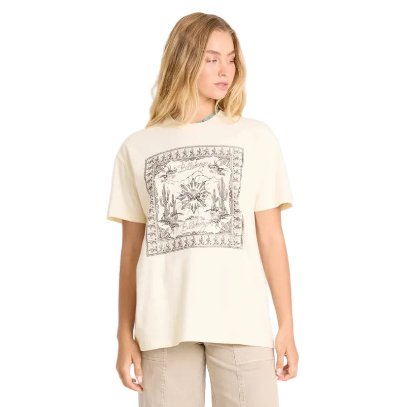 Billabong Women's Heading West SS Tee in White Cap front view
