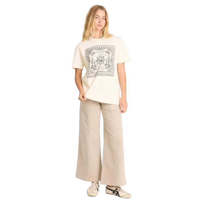 Billabong Women's Heading West SS Tee in White Cap full front view