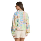 Back view of Billabong Women’s Love Crush Kendal Crewneck Sweatshirt in White Multi