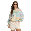 Front view of Billabong Women’s Love Crush Kendal Crewneck Sweatshirt in White Multi