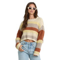 Billabong Women's Mix Up Crewneck Sweater in Cobblestone front view