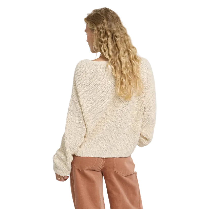 Back view of Billabong Women’s Open Air Crewneck Sweater in White Cap