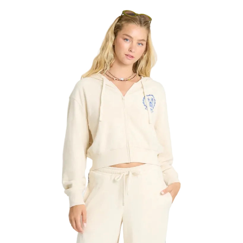 Front view of Billabong Women’s Palm 73 Zip-Up Hoodie in White Cap