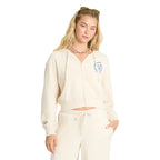 Front view of Billabong Women’s Palm 73 Zip-Up Hoodie in White Cap