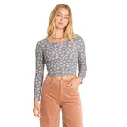 Billabong Women's Reese LS Thermal in Blue Smoke front view