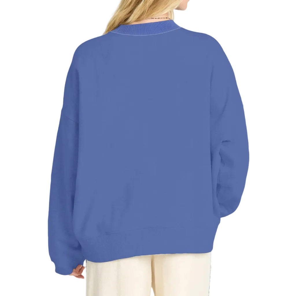 Back view of Billabong Women’s Surf Camp Heritage Graphic Sweatshirt in True Navy
