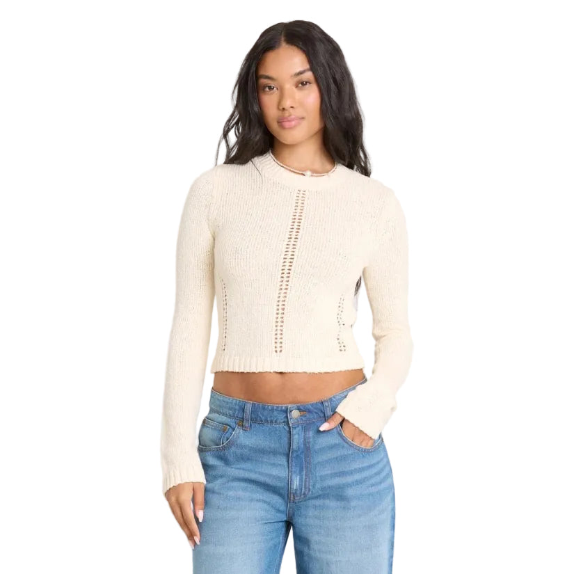 Billabong Women's Sweet Clare Sweater in White Cap front view