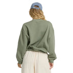 Billabong women’s Vibes Kendal Crewneck Sweatshirt in Army Green back view