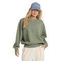 Billabong women’s Vibes Kendal Crewneck Sweatshirt in Army Green front view