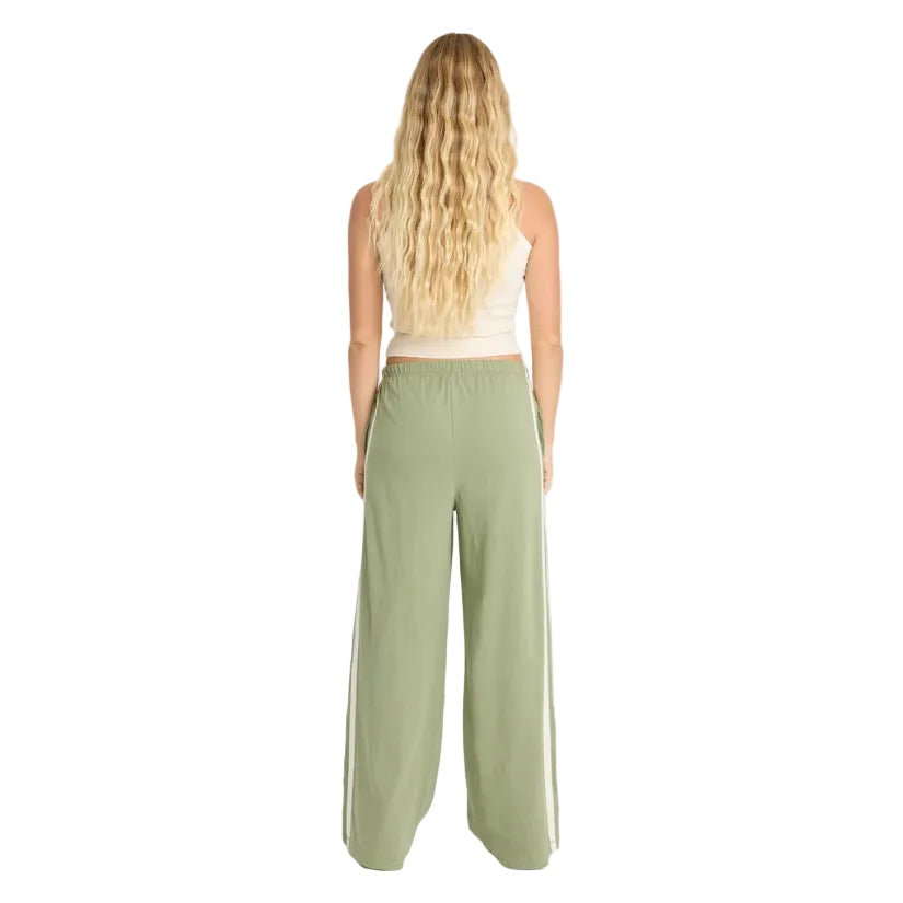 Billabong women’s Wave Stamp Knit Pants in Army Green back view