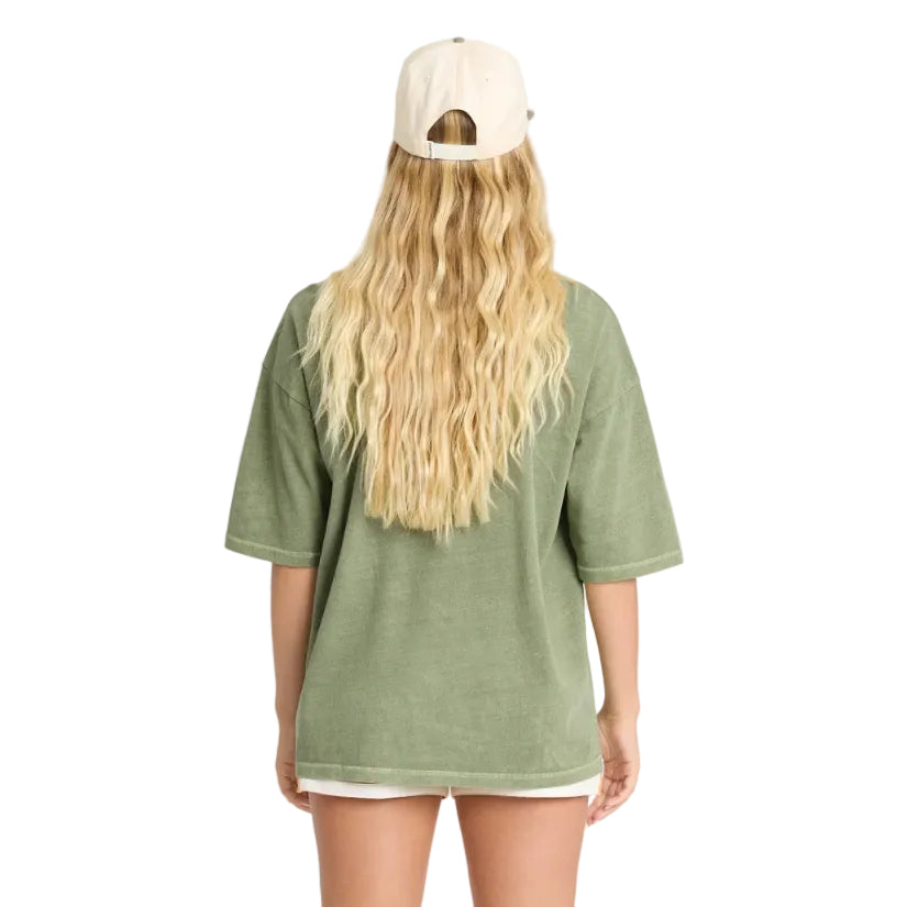 Billabong women’s Wave Stamp T-Shirt in Army Green back view