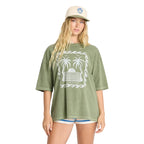 Billabong women’s Wave Stamp T-Shirt in Army Green front view
