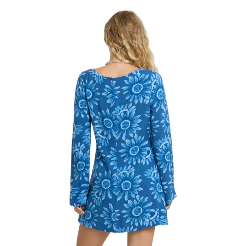 Billabong Women's Way Out West LS Mini Dress in True Navy back view