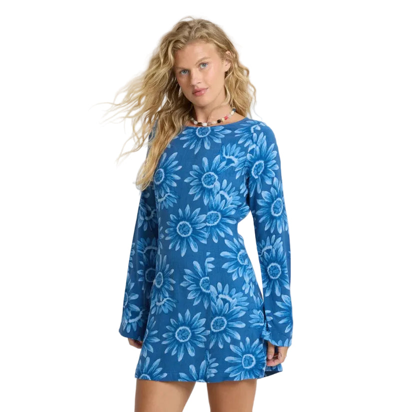 Billabong women’s Way Out West Mini Dress in True Navy front view