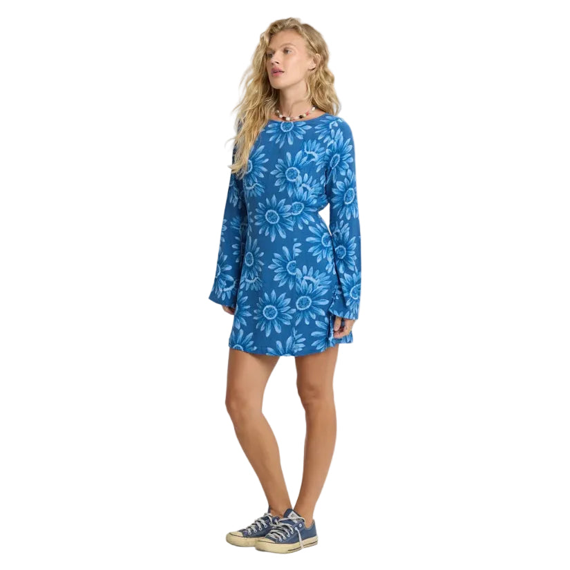 Full-body view of the Billabong Way Out West Mini Dress in True Navy