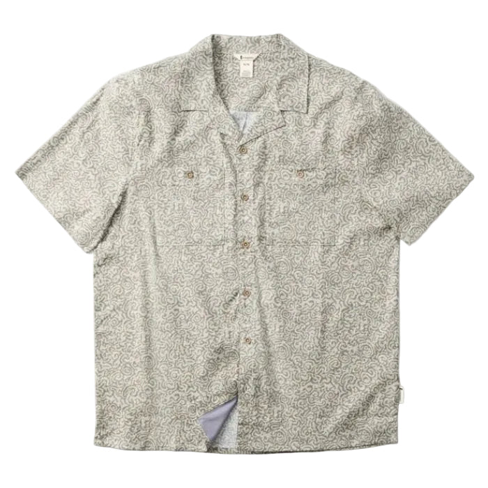 Cotopaxi Afuera Button Up Shirt in Cenotes Mineral displayed in a flat lay view