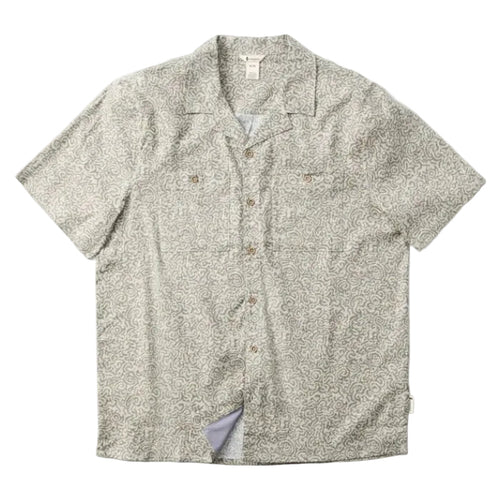 Cotopaxi Afuera Button Up Shirt in Cenotes Mineral displayed in a flat lay view