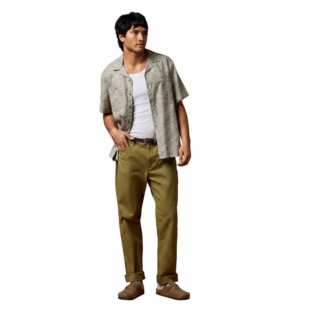 Cotopaxi Afuera Button Up Shirt in Cenotes Mineral front view featuring camp collar styling and dual chest pockets