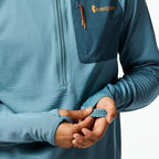 Men’s Cotopaxi Otero Fleece Half-Zip Pullover in Everglade fabric cuff detail