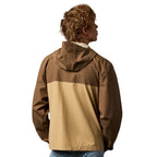 Cotopaxi men’s Rayu Rain Jacket in Dune and Khaki back view