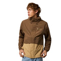 Cotopaxi men’s Rayu Rain Jacket in Dune and Khaki front view