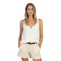Dylan Bobbi Button Tank in White front view