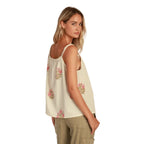 Woman wearing Dylan Charlie Top in Natural back view