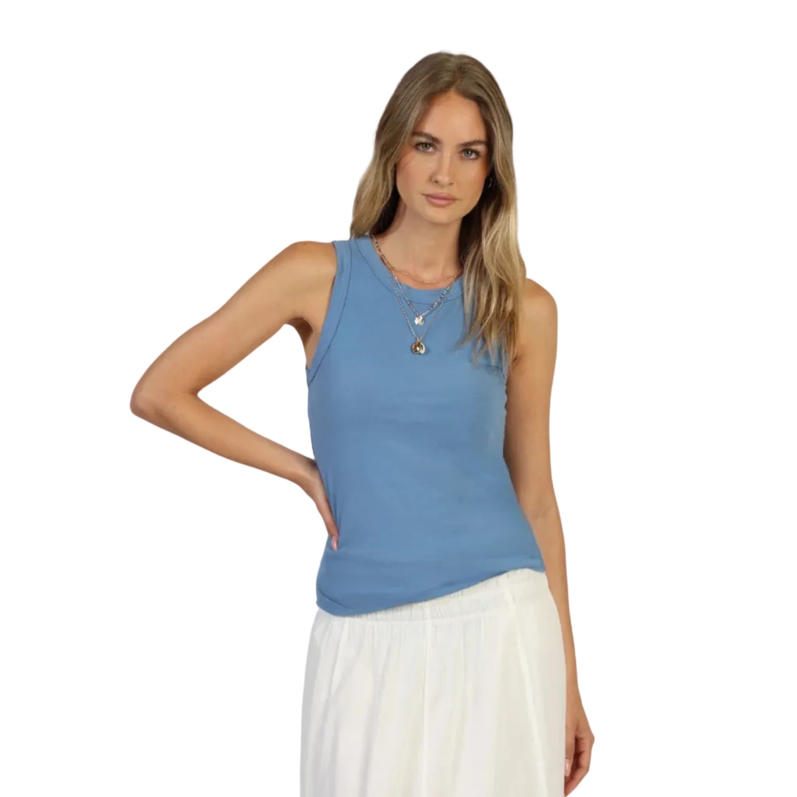 Dylan Essential Tank in Bay Blue front view