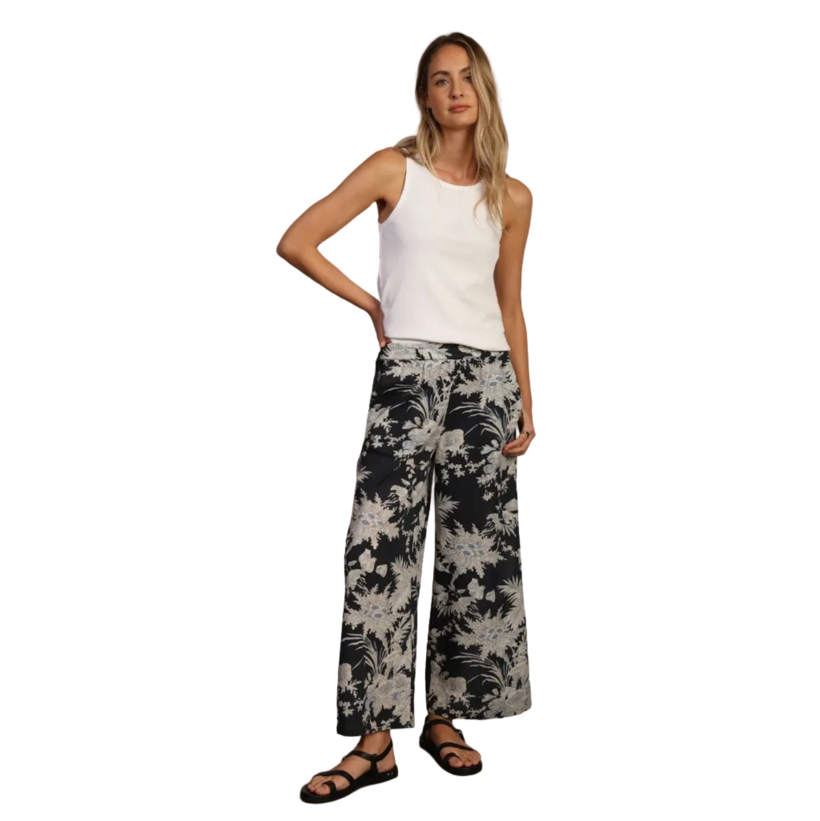 Dylan Kaia Wide Leg Pant in Vintage Black front view