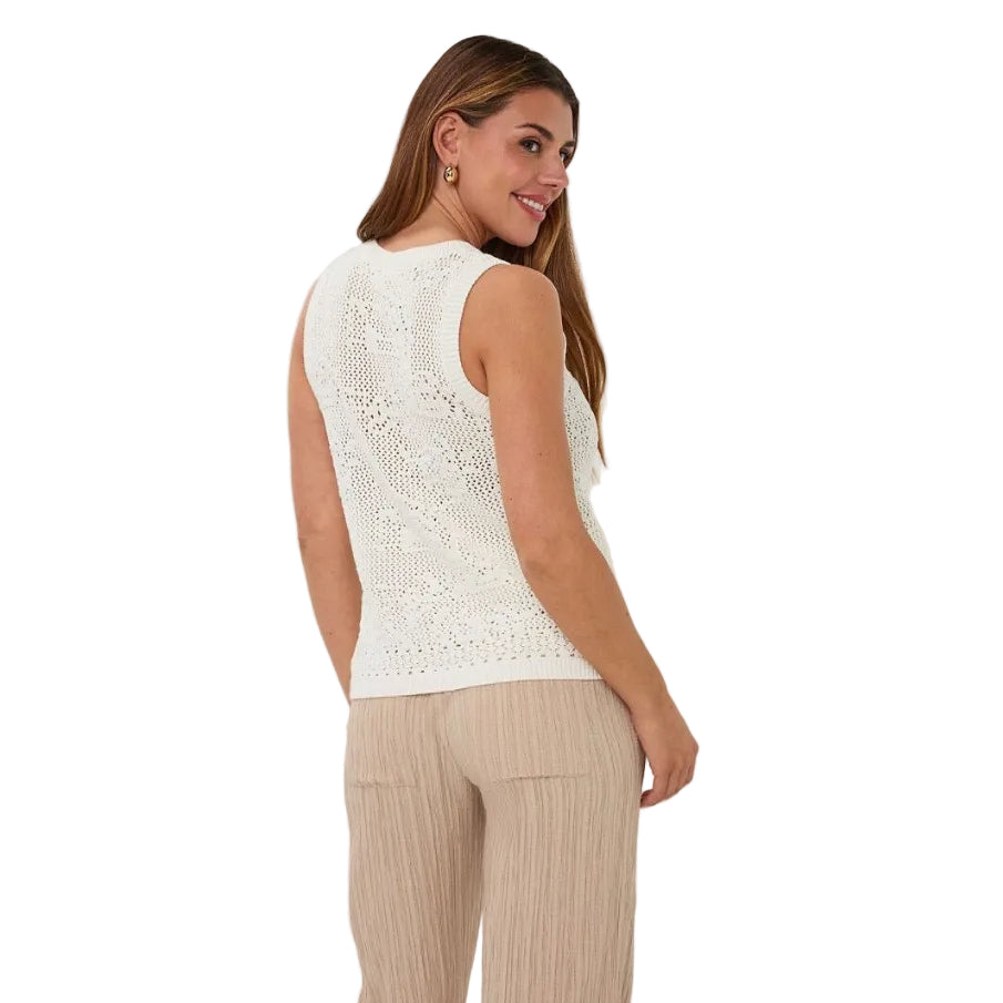 Esqualo 3D Crochet Top White back view
