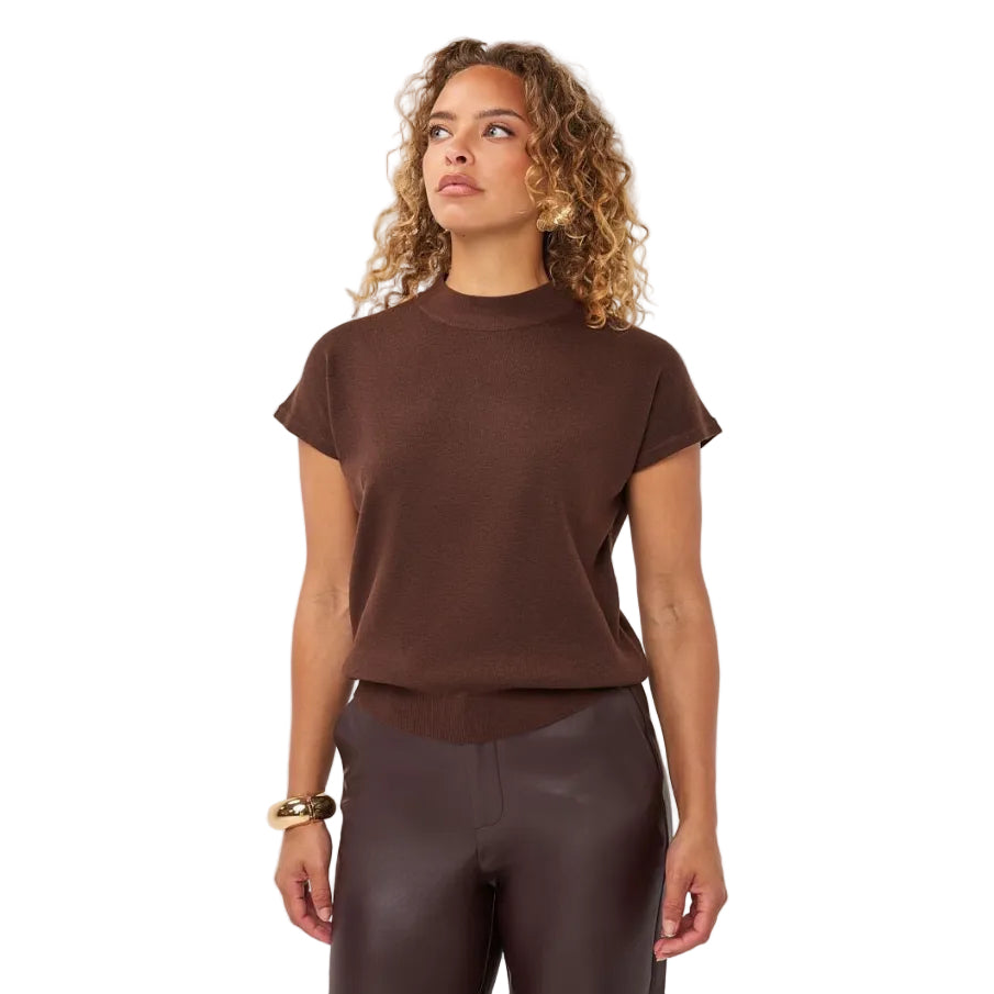 EsQualo Batwing Sweater in Cacao front view