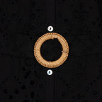 Close-up of broderie anglaise eyelet embroidery detail