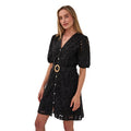 Front view of EsQualo Broderie Anglaise Dress in Black
