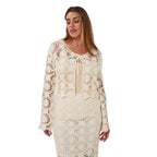 Esqualo Cardigan Tape in Natural front view showing textured cotton knit and button-front design