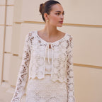 Esqualo Cardigan Tape in Natural Model 