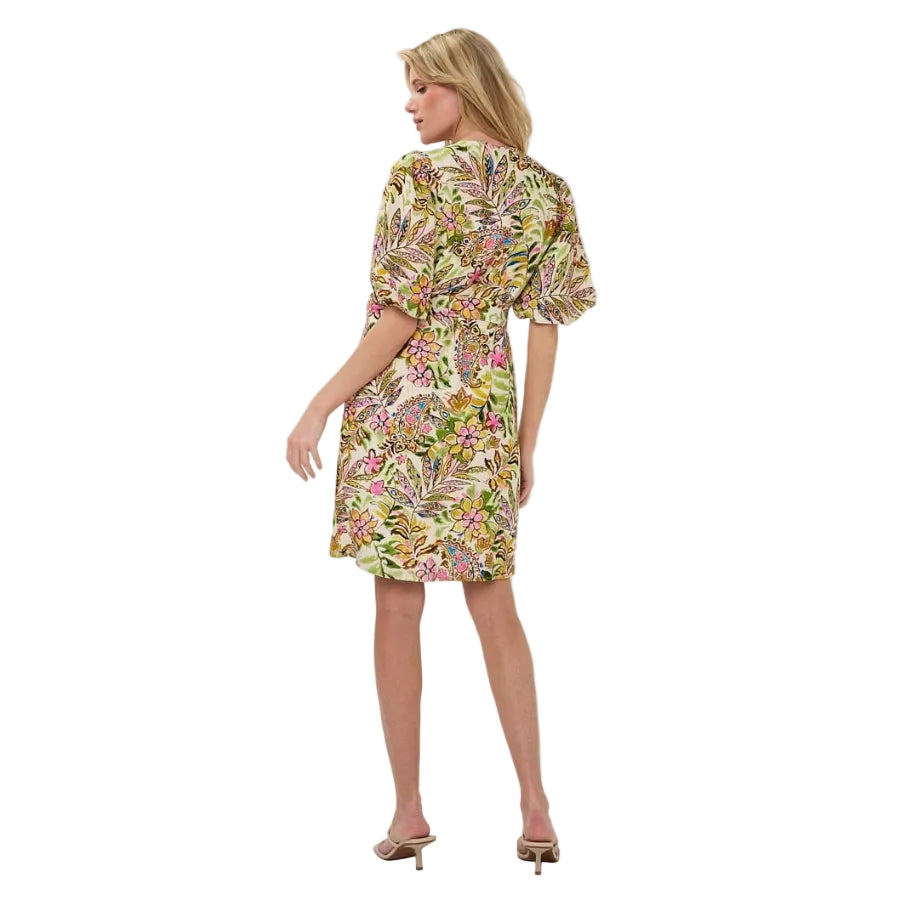 Esqualo Dress Jungle Print back view displaying the flowing fit and tropical print design