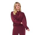 EsQualo E Monogram Modal Hooded Pullover in Biscuit front view with signature monogram detail and long sleeves