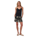 Esqualo Flower Embroidery Shorts in Black front view featuring embroidered floral accents and relaxed styling full body model