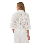 Esqualo Jacket Broderie Anglaise in Natural back view displaying the embroidered detailing and breathable cotton construction
