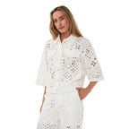 Esqualo Jacket Broderie Anglaise in Natural front view showcasing the embroidered cotton design and lightweight silhouette